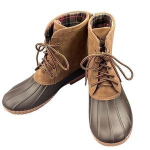 NEW Marleylilly Brown Duck Boots with‎ Custom Interchangeable Tongues — SZ 8